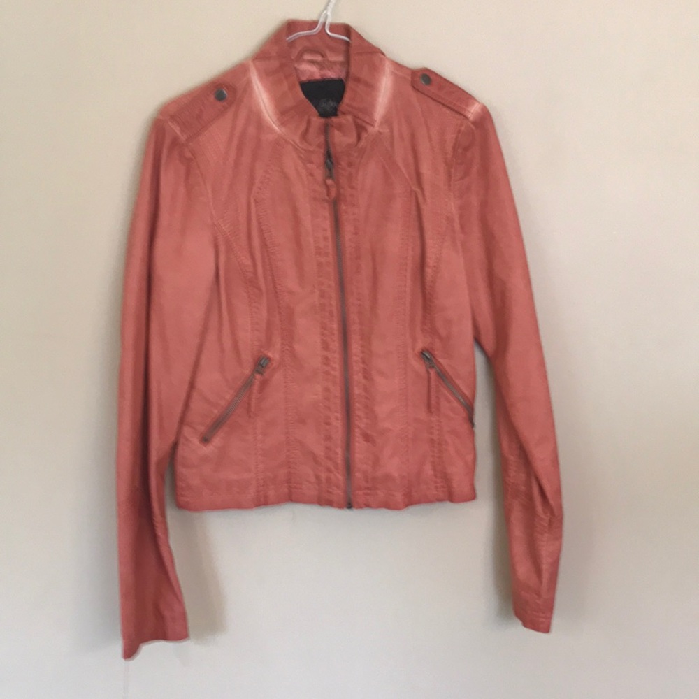 Dark Coral Faux Leather Daytrip Jacket
